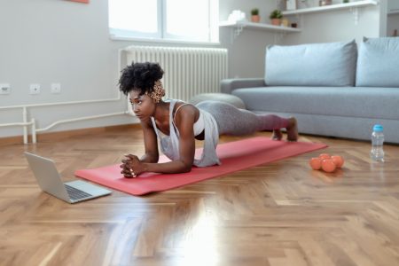 Woman demonstrating the Plank exercise position