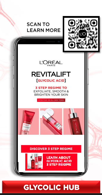 L'Oreal Paris Revitalift Glycolic acid range QR code