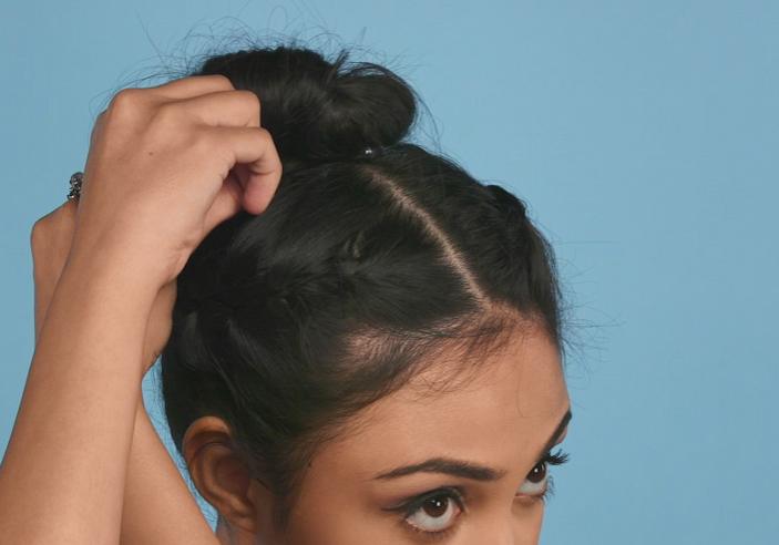 Boho Braid top knot step 7