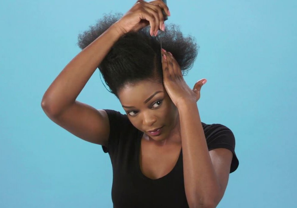 Steps to Achieve a Braided Updo on Black Natural Hair Step