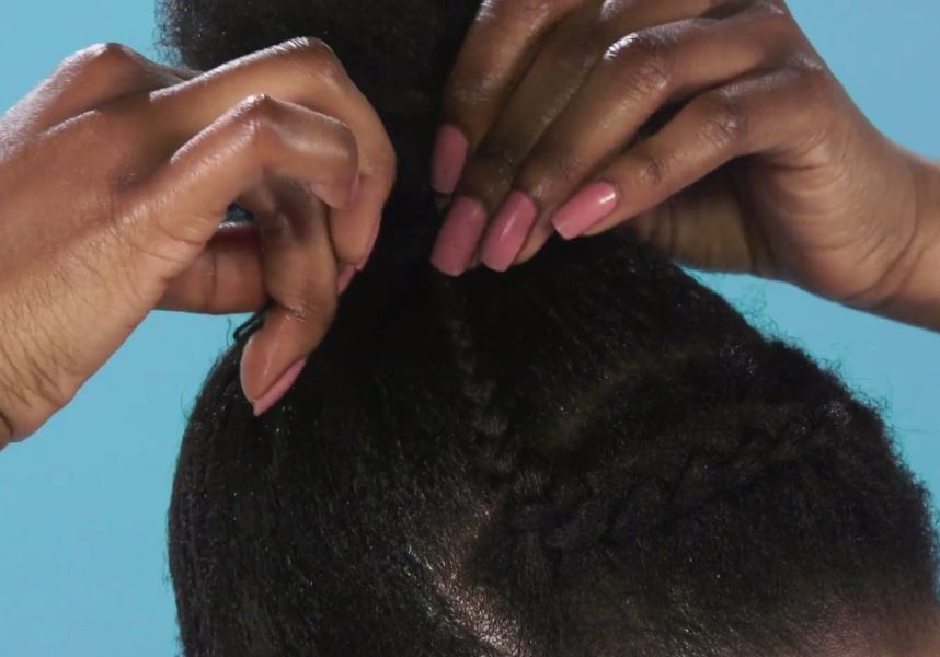 Steps to Achieve a Braided Updo on Black Natural Hair Step