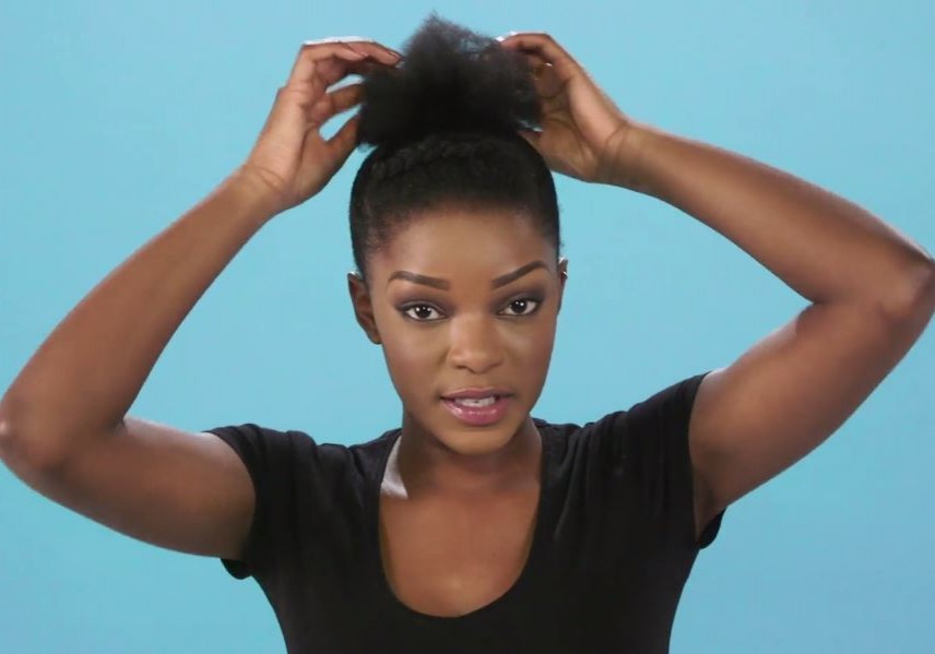 Steps to Achieve a Braided Updo on Black Natural Hair Step