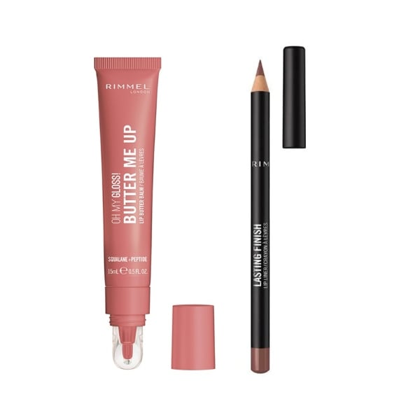 Rimmel Oh My Gloss! Butter Me Up - Cappuccino + Lasting Finish 8hr Liner - Cappuccino Lip Bundle