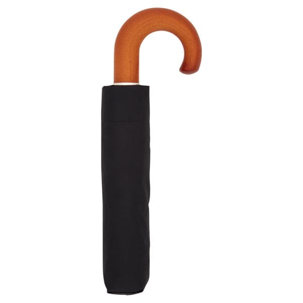 Superdrug Unisex Black Wood Crook Umbrella