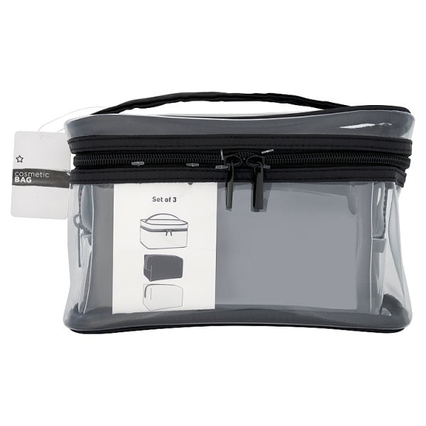 Superdrug Unisex Clear Cosmetic Bag Set Of 3