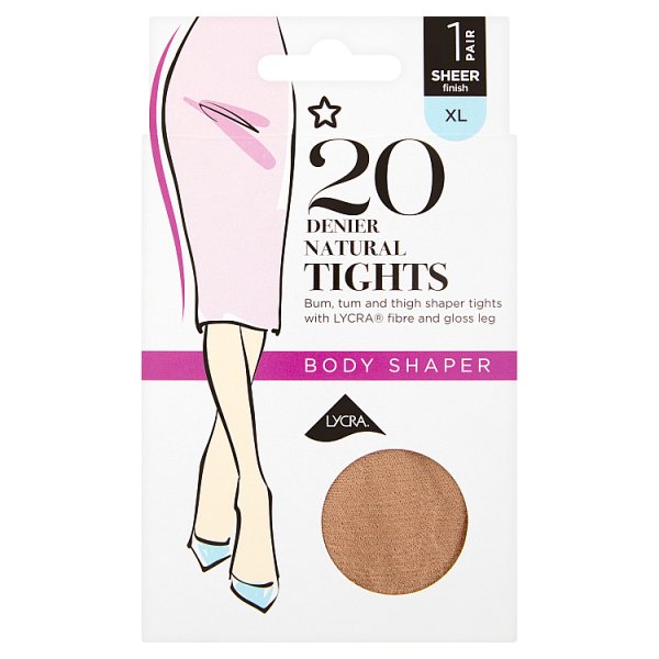 Superdrug Unisex 1 Pack 20 Denier Shaper Tights Natural Xl