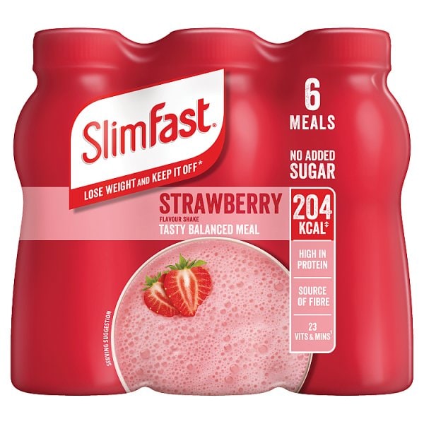 Slimfast Unisex Protein Summer Strawberry Flavour Shakes 6 X 325Ml