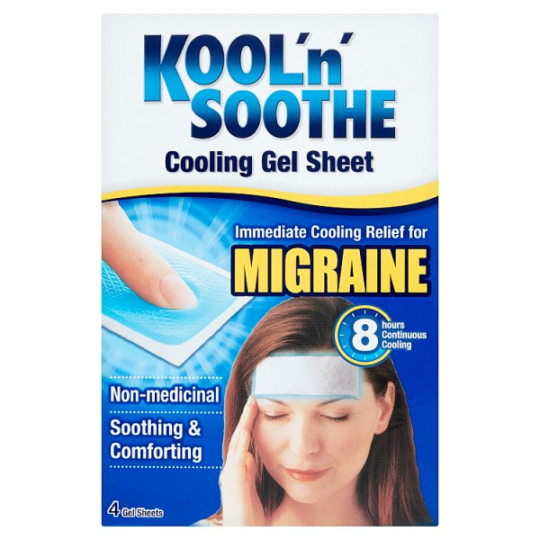 Kool 'N' Soothe Unisex Migraine Pain Relief Cool Soft Gel Sheets 4S