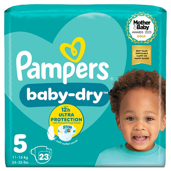 Pampers Baby-Dry Size 5 Nappies Carry Pack X 23