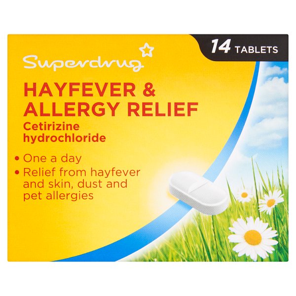 Superdrug Unisex Allergy & Hayfever 1 A Day Cetirizine Tablets X 14