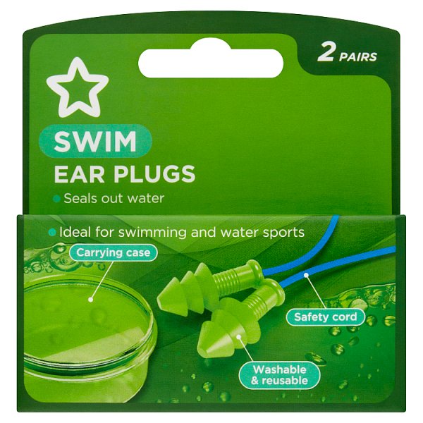 Superdrug Unisex Swim Ear Plugs 2 Pairs