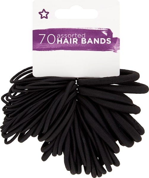 Superdrug Unisex Black Hair Bands Assorted X 70