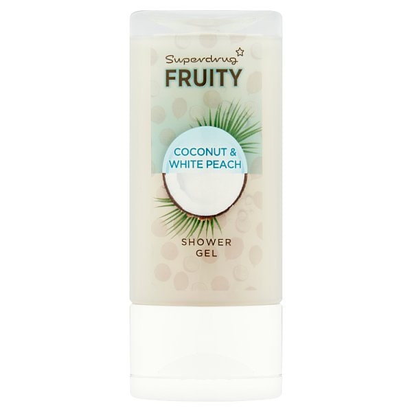 Superdrug Unisex White Fruity Travel Size Coconut & Peach Shower Gel 50Ml