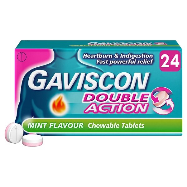 Gaviscon Unisex Mint Double Action Tabs Heartburn Indigestion 24S