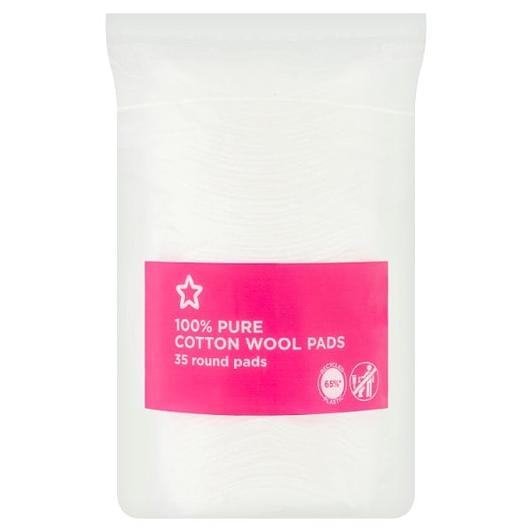 Superdrug Unisex 100% Pure Cotton Wool Pads - 35 Round Pads