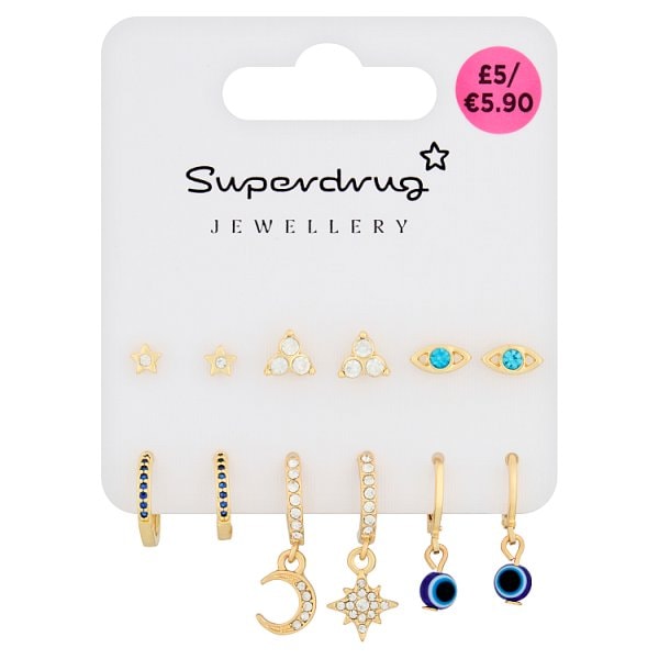 Superdrug Unisex Coloured Beaded Multipack Earrings