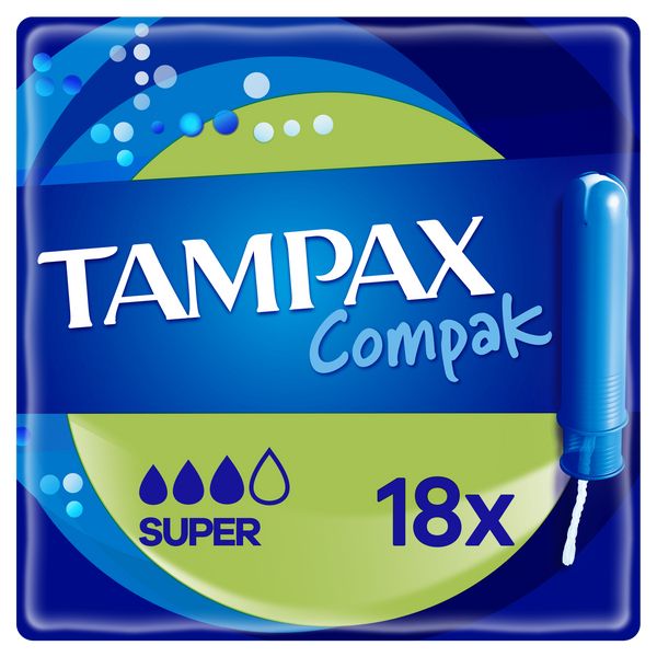 Tampax Men's Compak Super Applicator Tampons 18 Pack