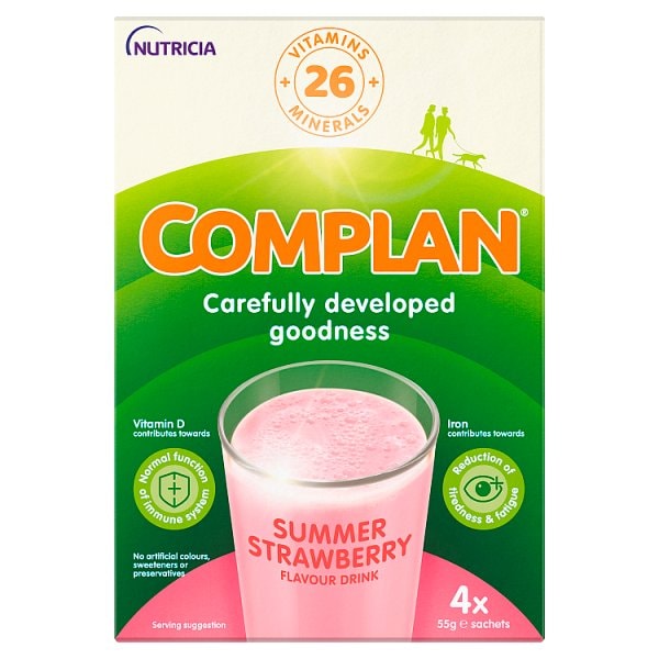 Complan Unisex Strawberry Nutritional Drink Sachet 4 X 55G