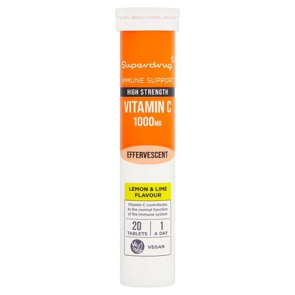 Superdrug Unisex Lime High Strength Vitamin C 1000Mg Effervescent Lemon & 20S