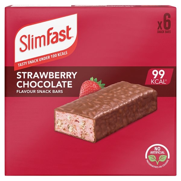 Slimfast Unisex Core Snack Bar Strawberry Choc 150Ge (6 X 25G)