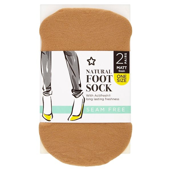 Superdrug Unisex 2 Pack Seamfree Foot Socks Natural