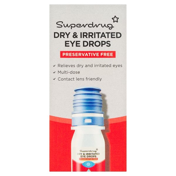 Superdrug Unisex Dry & Irritated Eye Drops Preservative Free 10Ml