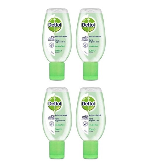 Dettol Antibacterial Hand Sanitiser Aloe Vera Gel 50ml x 4