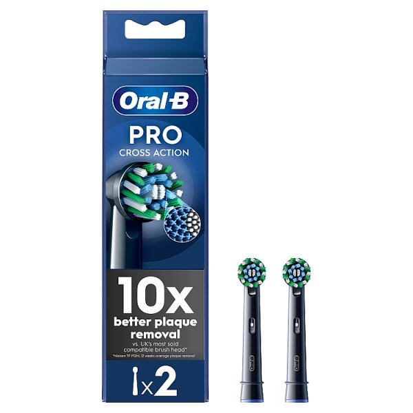 Oral-B Unisex Black Pro Cross Action Toothbrush Heads 2 Counts