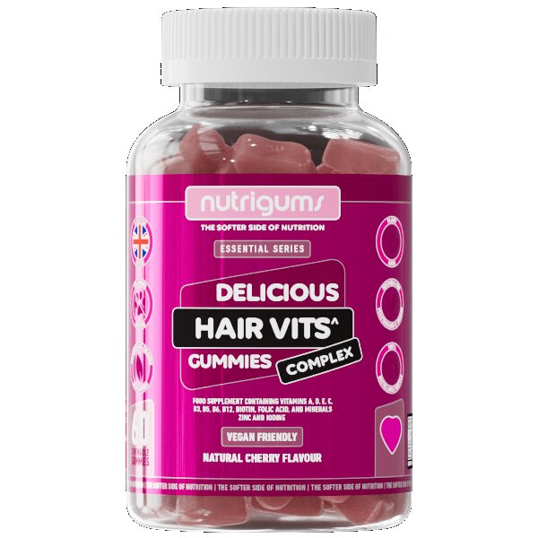 Nutrigums Women's Pink Hair Vitamin Complex Cherry Flavour - 60 Gummies