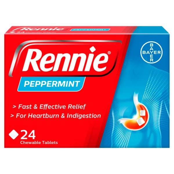 Rennie Unisex Kids Peppermint Heartburn & Indigestion Relief 24 Tablets
