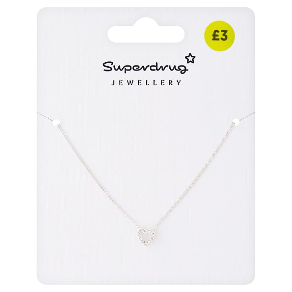 Superdrug Unisex Silver Tone Heart Necklace