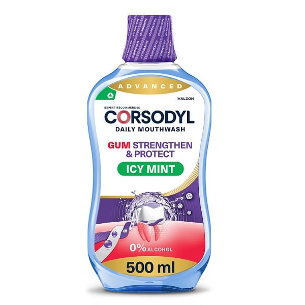 Corsodyl Unisex Mint Gum Strengthen & Protect Icy Mouthwash 500Ml