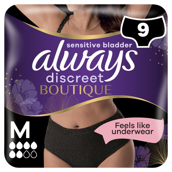 Always Discreet Men's Medium Black Incontinence Pants
