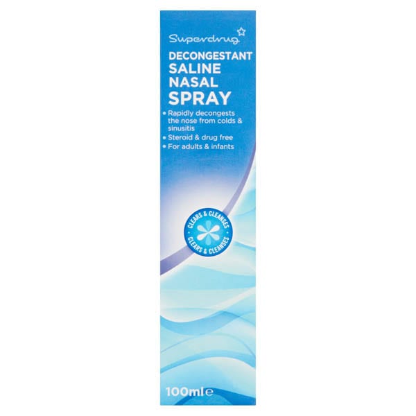 Superdrug Unisex Decongestent Saline Nasal Spray 100Ml