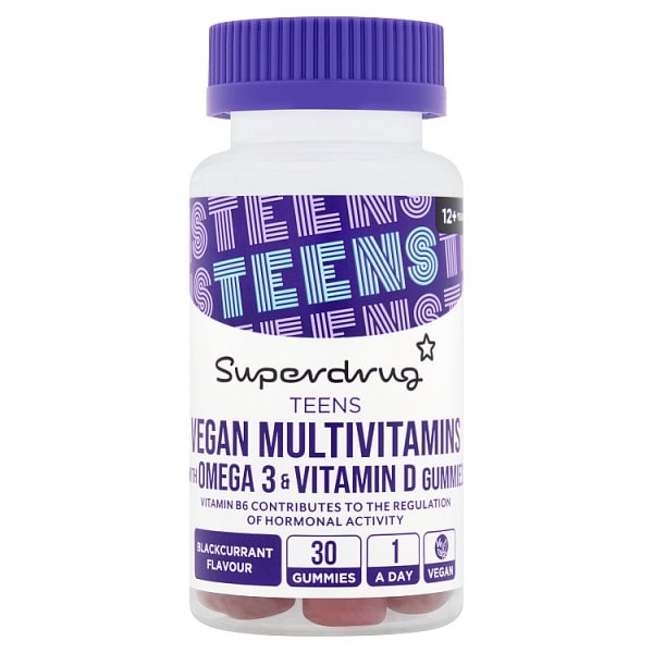 Superdrug Unisex Kids Black Vegan Teen Multivitamin Gummies 30S