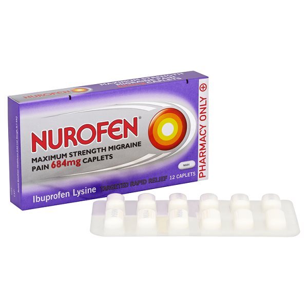 Nurofen Maximum Strength Migraine Pain 684mg 12 Caplets Health 