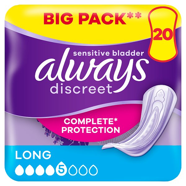 Always Discreet Men's Incontinence Pads+ Long 20
