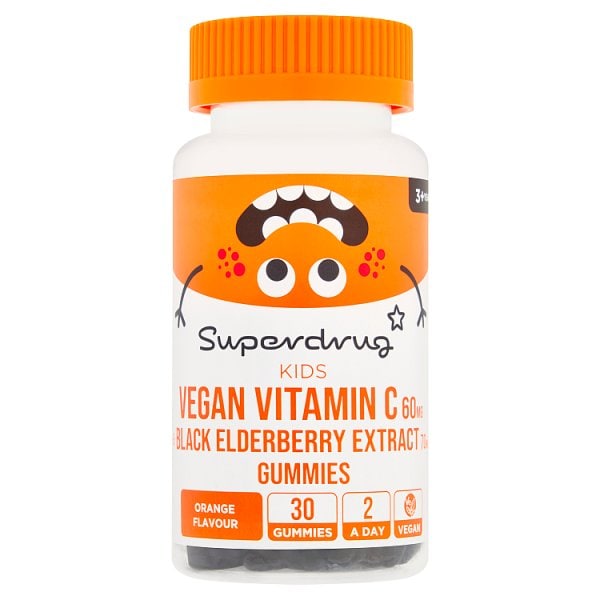 Superdrug Unisex Kids Black Kids Immune Health Vitamin C 3+ Gummies 30S