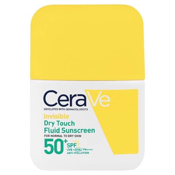 Cerave Invisible Dry Touch Fluid Sunscreen Spf50 For Normal To Oily Skin With 3 Essential Ceramides 50ml