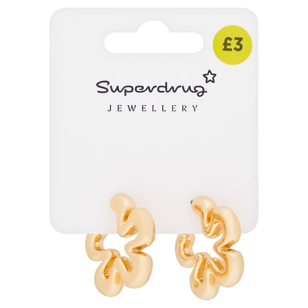 Superdrug Unisex Gold Tone Squiggle Hoops