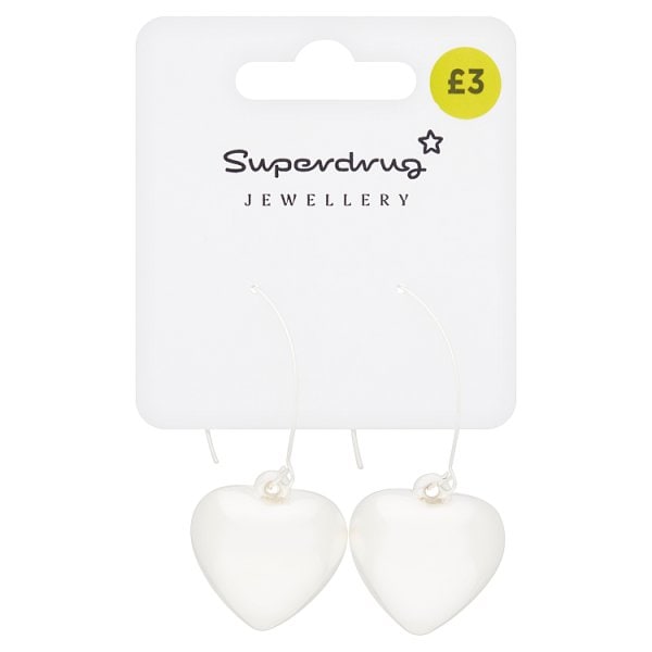 Superdrug Unisex Silver Tone Heart Drop Earring