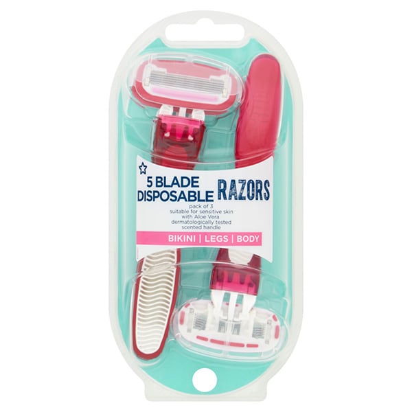 Superdrug Women's Five Blade Disposable Razors X 3