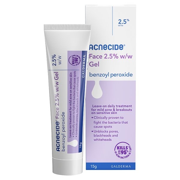 Acnecide Unisex Face Gel 2.5% Benzoyl Peroxide Spot Treatment 15G