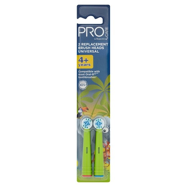 Procare Unisex Kids By Superdrug Kids Replacement Electric Toothbrush Heads X 2