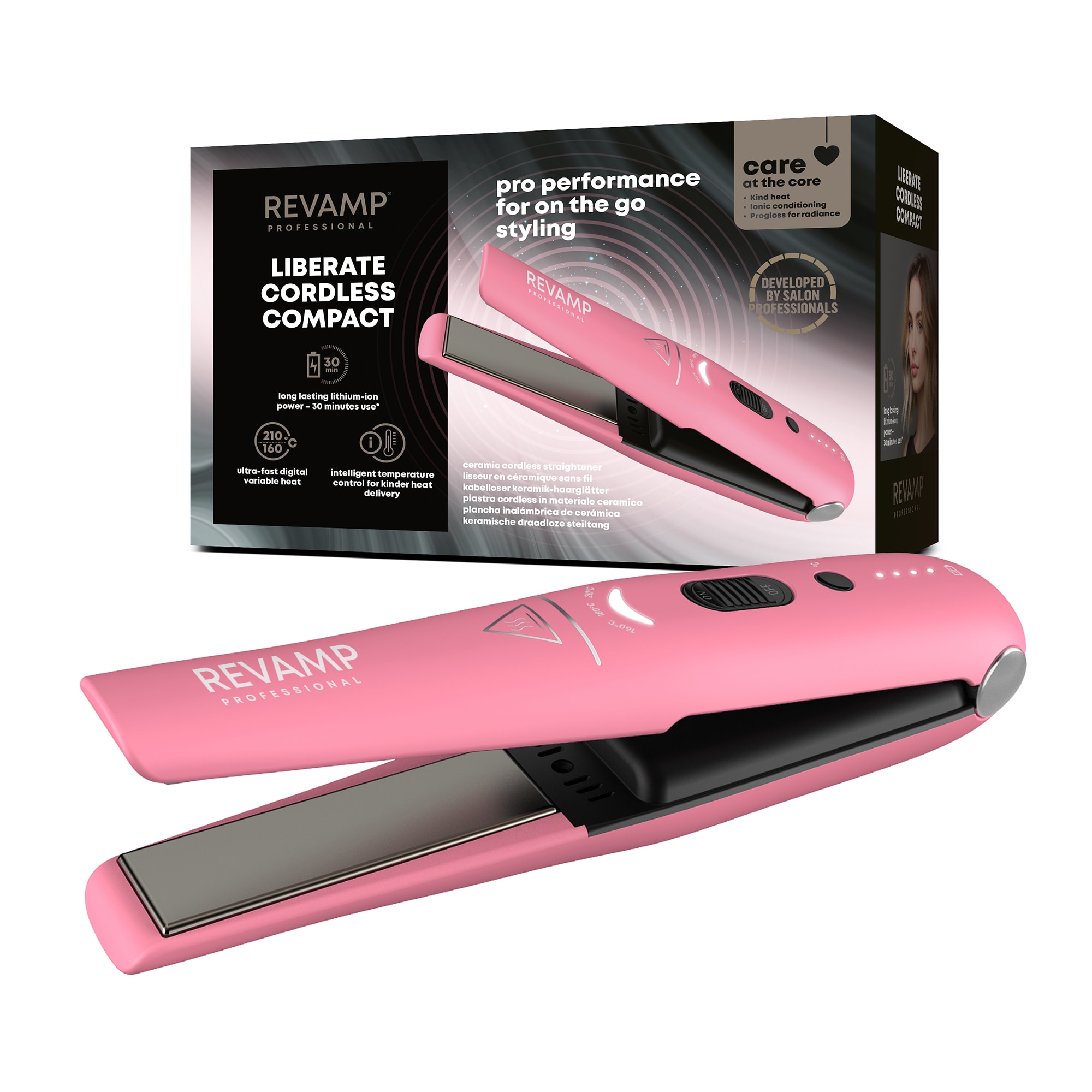 Revamp Unisex Pink Progloss Cordless Compact Straightener - Power
