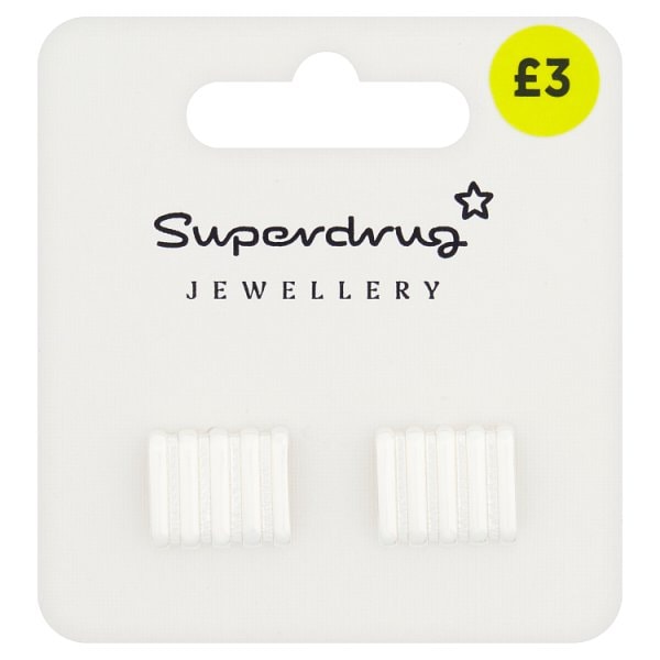 Superdrug Unisex Silver Ribbed Earring Tone