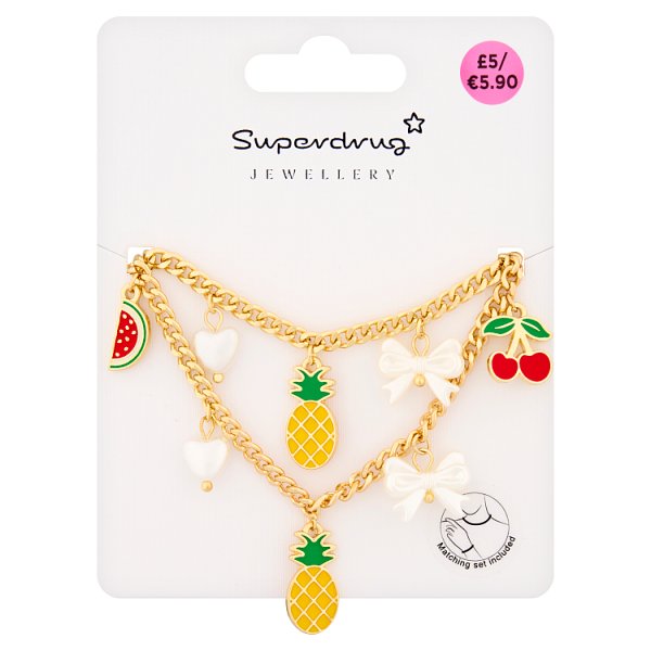 Superdrug Unisex Fruit Charm Necklace Set