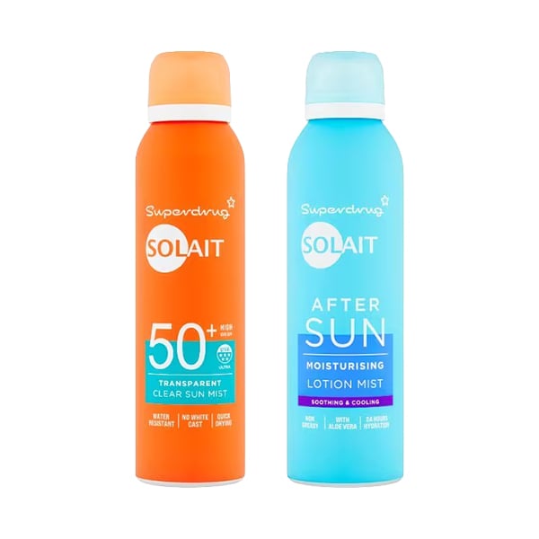 Solait Transparent SPF 50 Sun spray and aftersun bundle