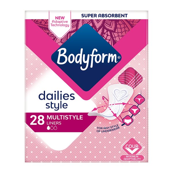 Bodyform Men's Dailies Multistyle Normal Panty Liners 28 Pack