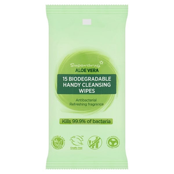 Superdrug Unisex Handy Antibacterial Wipes Handy Aloe Fragrance Bio